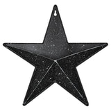 Faceted Metal Star Black Wall Hanging w/Pocket-Lange General Store