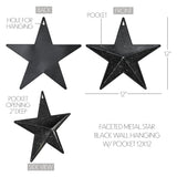 Faceted Metal Star Black Wall Hanging w/Pocket-Lange General Store