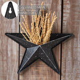 Faceted Metal Star Black Wall Hanging w/Pocket-Lange General Store