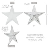 Faceted Metal Star White Wall Hanging w/Pocket-Lange General Store