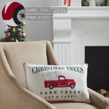 Farm Fresh Red Truck Christmas Pillow-Lange General Store