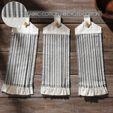 Farmstead Black Ticking Stripe Button Loop Tea Towel Set of 3-Lange General Store