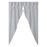 Farmstead Black Ticking Stripe Long Prairie Curtains-Lange General Store