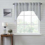 Farmstead Black Ticking Stripe Swag Curtains-Lange General Store