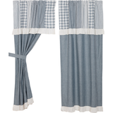 Sawyer Mill Blue Patchwork Short Panel Curtains-Lange General Store