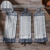 Farmstead Blue Ticking Stripe Button Loop Tea Towel Set of 3-Lange General Store