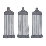 Farmstead Blue Ticking Stripe Button Loop Tea Towel Set of 3-Lange General Store