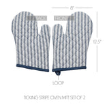 Farmstead Blue Ticking Stripe Oven Mitt Set of 2-Lange General Store