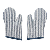 Farmstead Blue Ticking Stripe Oven Mitt Set of 2-Lange General Store