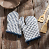 Farmstead Blue Ticking Stripe Oven Mitt Set of 2-Lange General Store