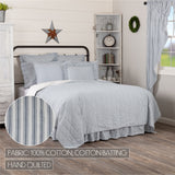 Farmstead Blue Ticking Stripe Quilt Coverlet-Lange General Store