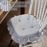 Farmstead Blue Ticking Stripe Ruffled Chair Pad-Lange General Store