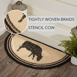 Farmstead Charcoal Cow Braided Half Circle Rug-Lange General Store