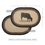 Farmstead Charcoal Cow Braided Oval Rug-Lange General Store