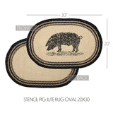 Farmstead Charcoal Pig Braided Oval Rug-Lange General Store