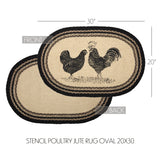 Farmstead Charcoal Poultry Braided Oval Rug-Lange General Store