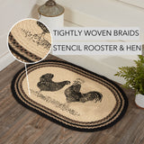 Farmstead Charcoal Poultry Braided Oval Rug-Lange General Store