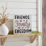 Friends Family Freedom Galvanized Metal Block Sign-Lange General Store