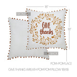 Give Thanks Wreath Pom Pom Pillow-Lange General Store