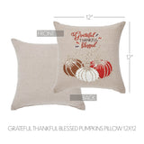 Grateful Thankful Blessed Pumpkins Pillow-Lange General Store