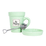 Green Flower Pot Mug - Be Happy-Lange General Store