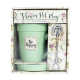 Green Flower Pot Mug - Be Happy-Lange General Store