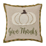 Harvest Blessings Applique Pumpkin Give Thanks Pillow-Lange General Store