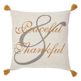 Harvest Blessings Peaceful & Thankful Woven Pillow-Lange General Store