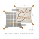 Harvest Blessings Peaceful & Thankful Woven Pillow-Lange General Store