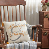 Harvest Blessings Peaceful & Thankful Woven Pillow-Lange General Store