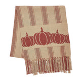 Harvest Blessings Pumpkin Patch Ticking Stripe Woven Throw-Lange General Store