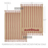 Harvest Blessings Pumpkin Patch Ticking Stripe Woven Throw-Lange General Store