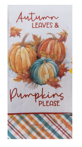 Harvest Pumpkin Autumn Leaves Terry Towel-Lange General Store