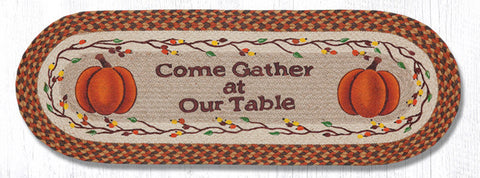 Harvest Pumpkin Gather Braided Table Runner-Lange General Store