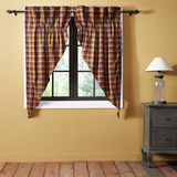 Heritage Farms Primitive Check Prairie Curtains-Lange General Store