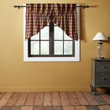 Heritage Farms Primitive Check Prairie Swag Curtains-Lange General Store