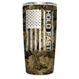 Hold Fast Hunting Camo Flag Stainless Steel Tumbler-Lange General Store