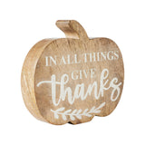 In All Things Give Thanks Pumpkin Wood Decor-Lange General Store