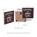 Jingle Bells Plaid Block Sign-Lange General Store