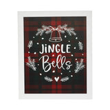 Jingle Bells Wreath Plaid Framed Wall Hanging Sign-Lange General Store