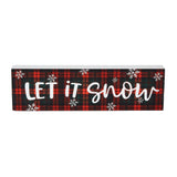 Let It Snow Plaid Block Sign-Lange General Store