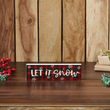 Let It Snow Plaid Block Sign-Lange General Store