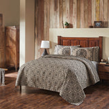 Medallion Black Tan Jacquard Coverlet-Lange General Store