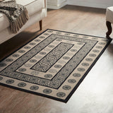 Medallion Black Tan Jacquard Indoor/Outdoor Rug Collection - Rectangle - Lange General Store