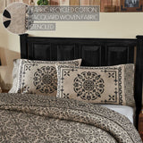 Medallion Black Tan Jacquard Pillow Cases-Lange General Store