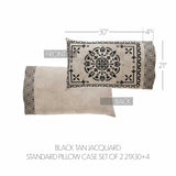 Medallion Black Tan Jacquard Pillow Cases-Lange General Store