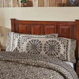 Medallion Black Tan Jacquard Pillow Cases-Lange General Store