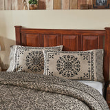 Medallion Black Tan Jacquard Pillow Cases-Lange General Store