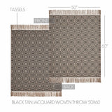 Medallion Black Tan Jacquard Woven Throw-Lange General Store