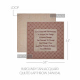 Medallion Burgundy Tan Jacquard Quilted Lap Throw-Lange General Store